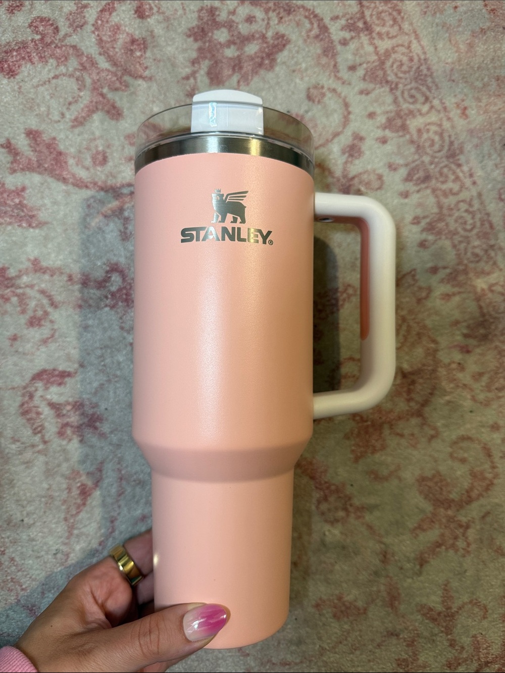 Stanley Quencher- Coral with White Handle